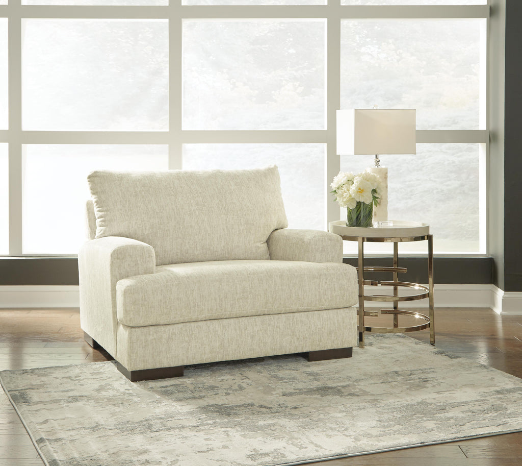 Caretti parchment oversized chair in a styled room