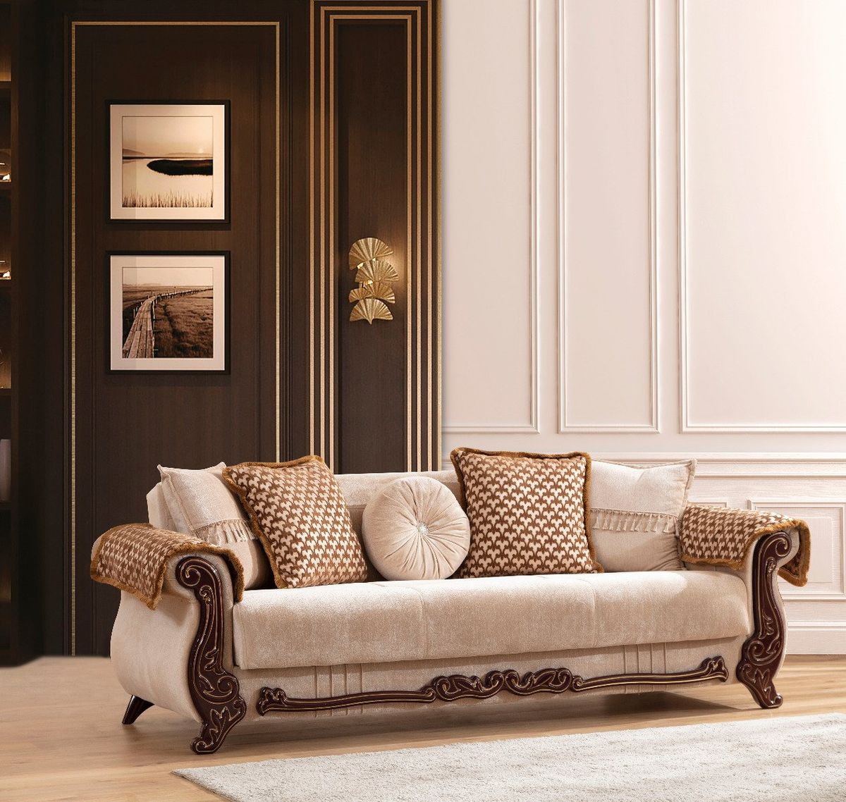 Galaxy Home Carmen Sleeper Sofa in Beige
