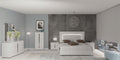 ESF Furniture - Carrara 5 Piece Queen Bedroom Set w-Light in White - CARRARA-QS-5SET