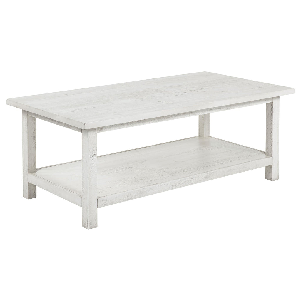 Payne Wood Coffee Table with Shelf Distressed Brown
