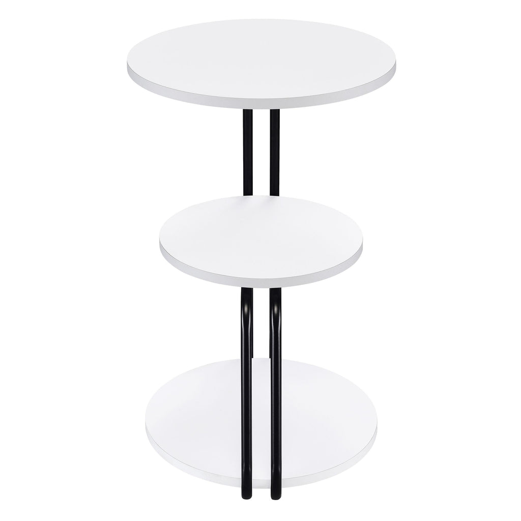 Hilly 3-tier Round Accent Side Table White and Black