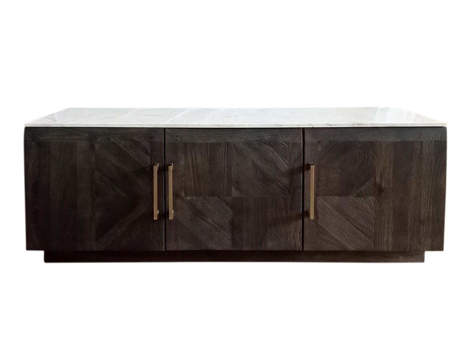 Dennis 3-door Marble Top Sideboard Buffet Tobacco Grey