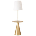 Celestial Modern Floor Lamp with Brass Accent Table with Large White Shade