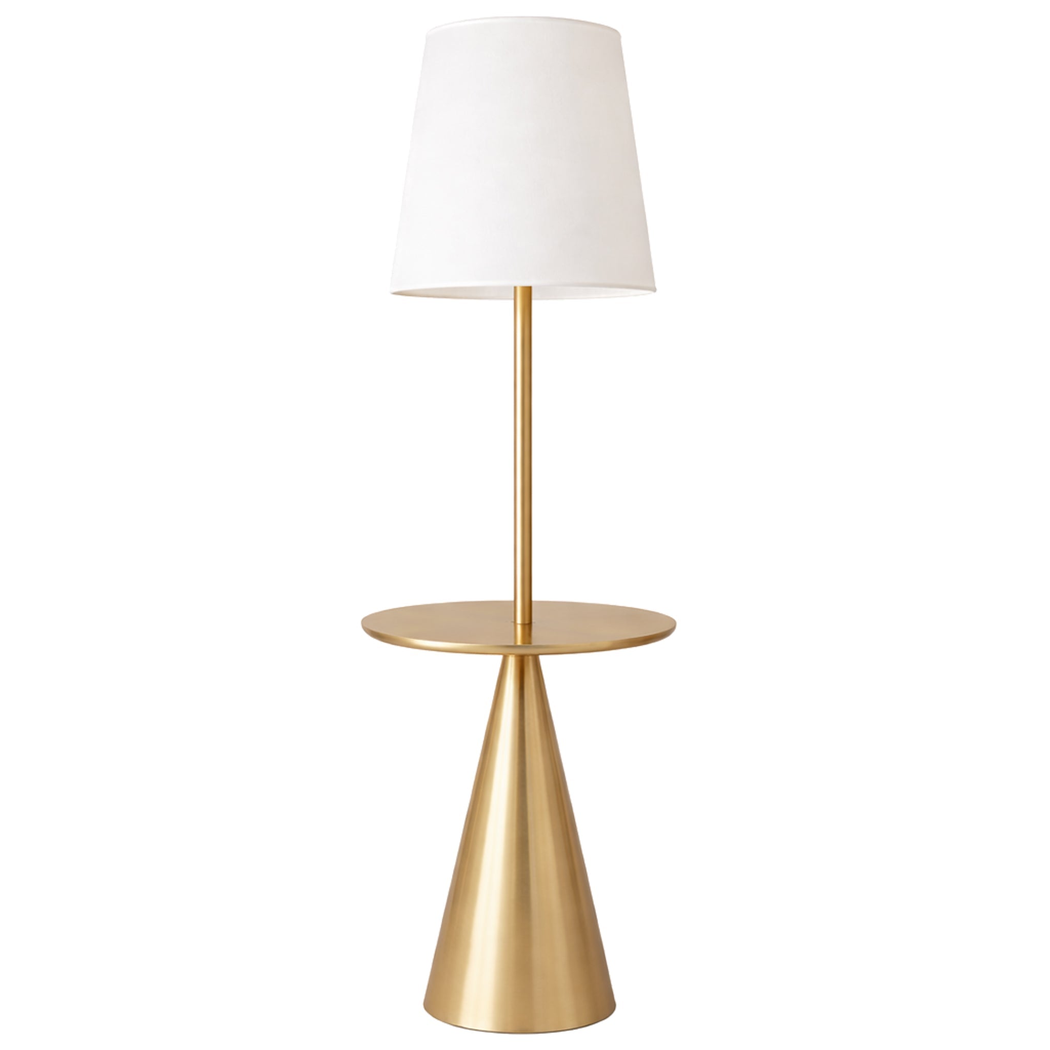 Celestial Modern Floor Lamp with Brass Accent Table with Large White Shade
