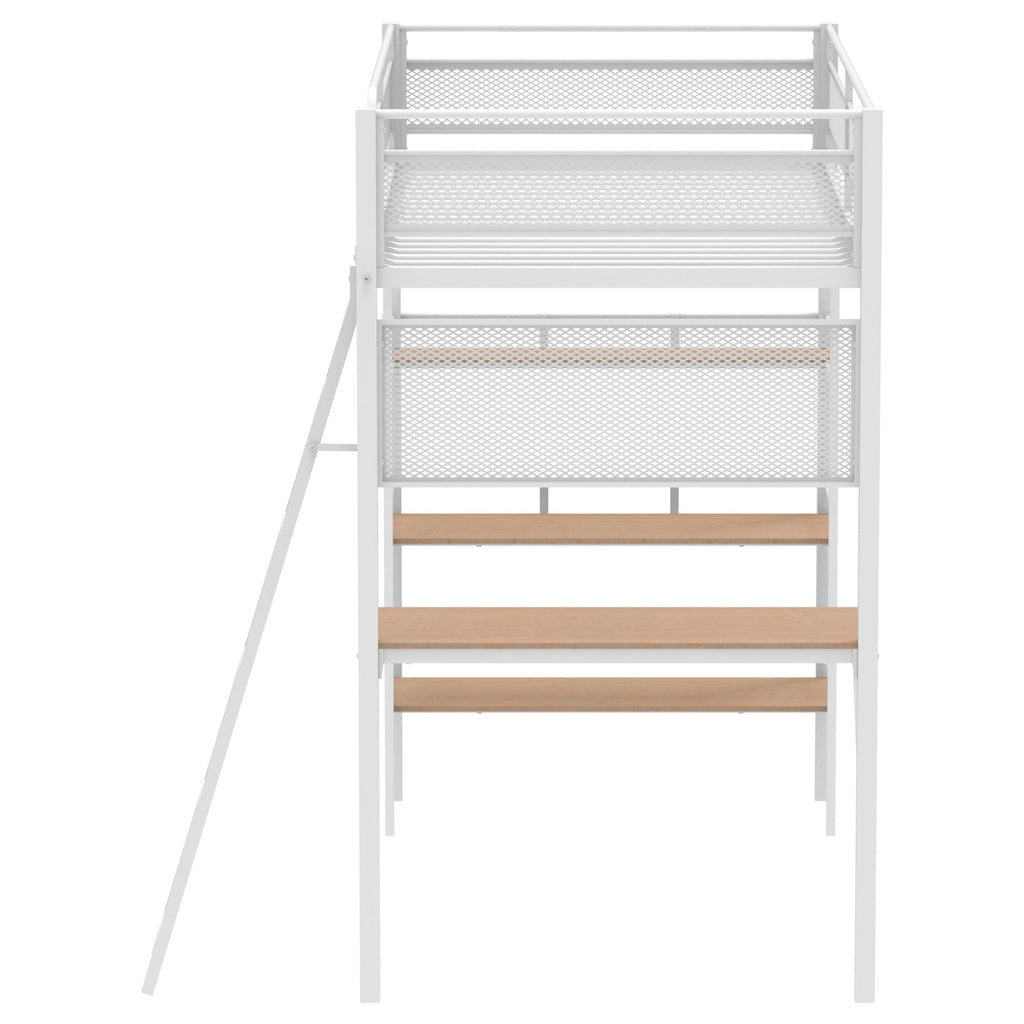 Campus 3-shelf Metal Twin Workstation Loft Bed Matte Black