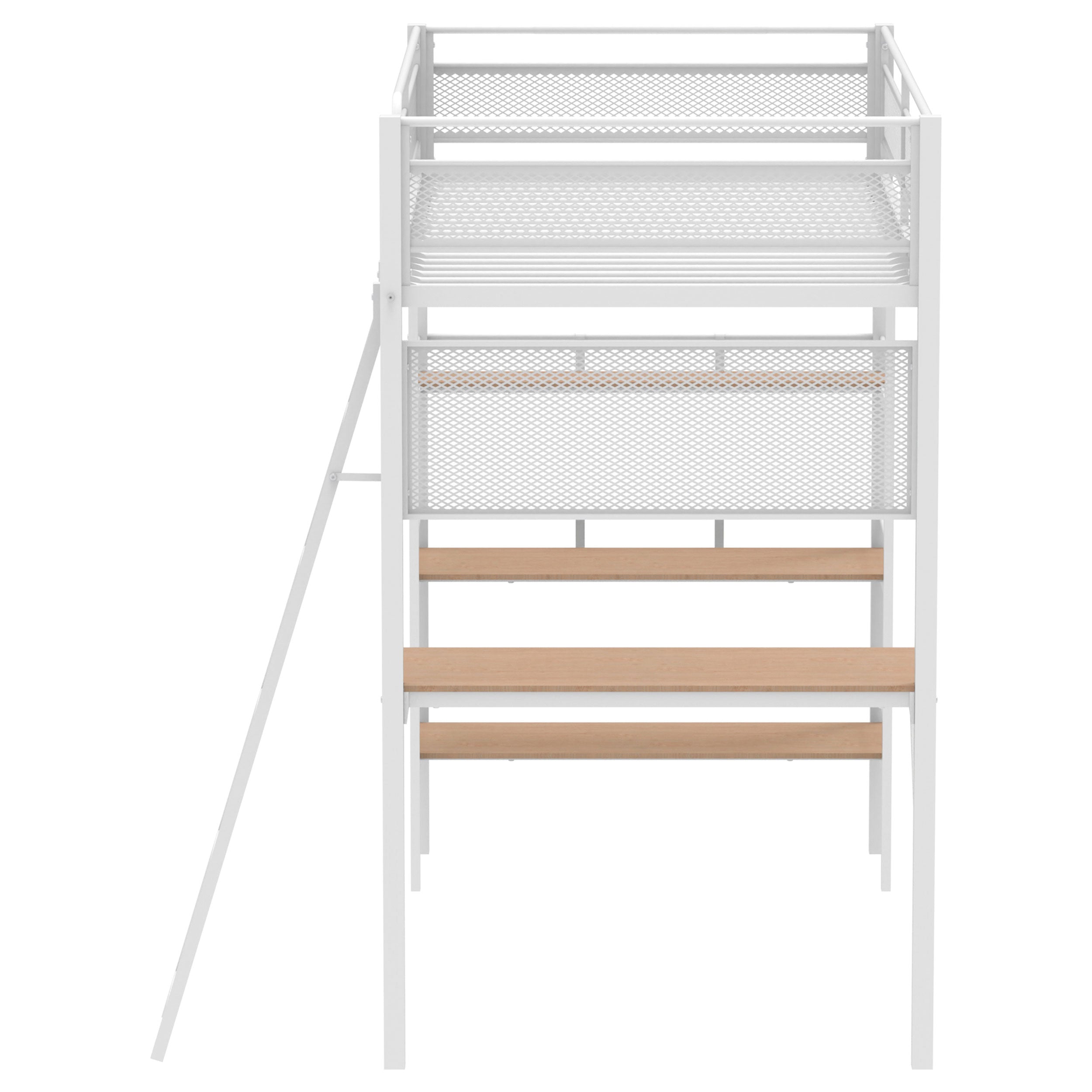 Campus 3-shelf Metal Twin Workstation Loft Bed Matte Black