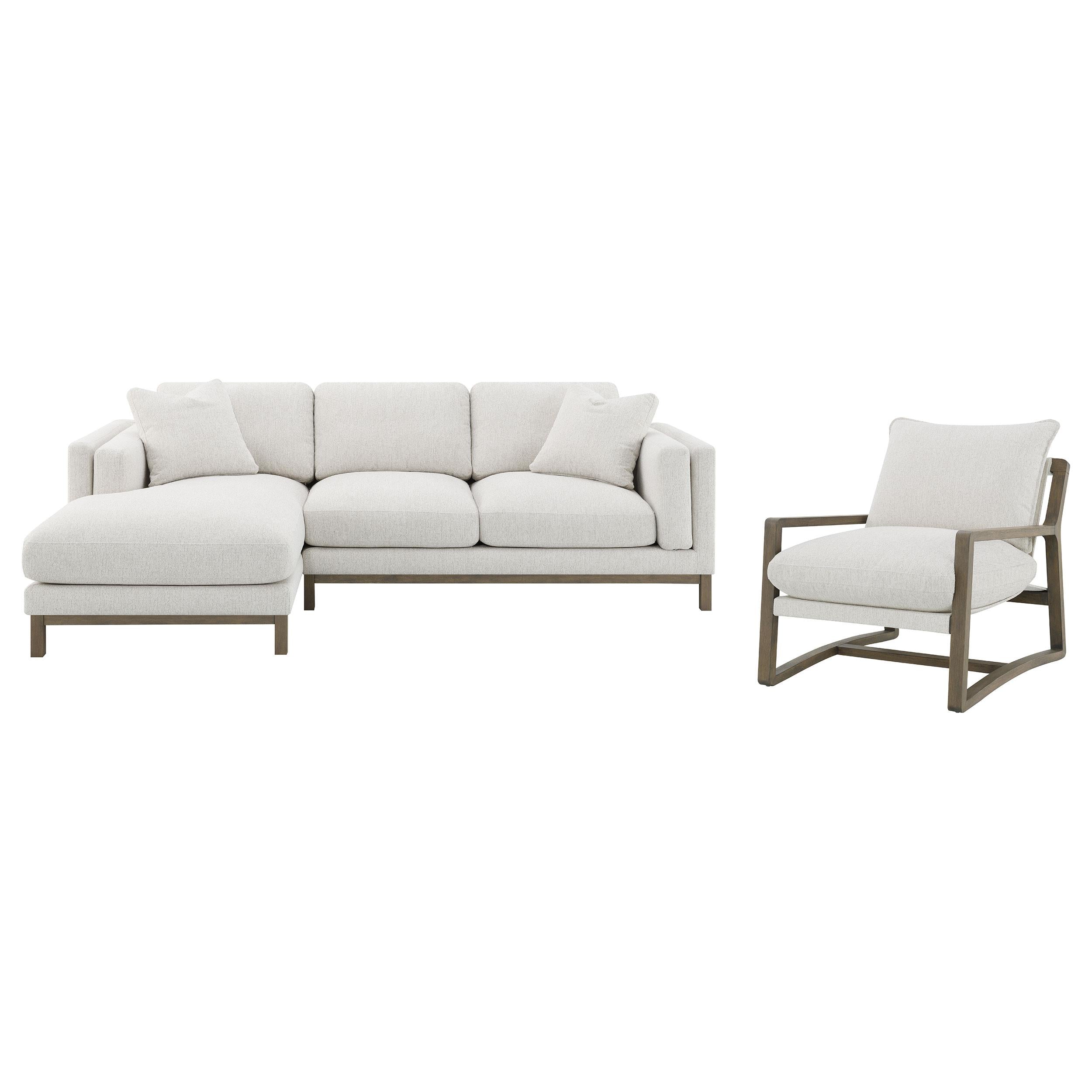 Geneva Boucle Upholstered Sectional Chaise Sofa Sand