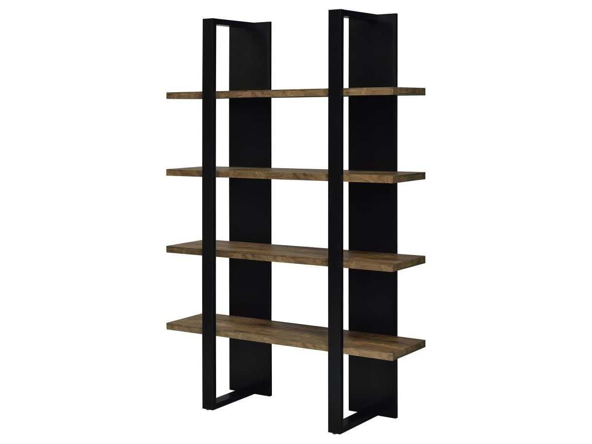 Danbrook 71-inch 4-shelf Bookshelf Black and Aged Walnut