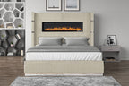 Galaxy Home Lizelle King Bed in with Ambient Lighting in Beige