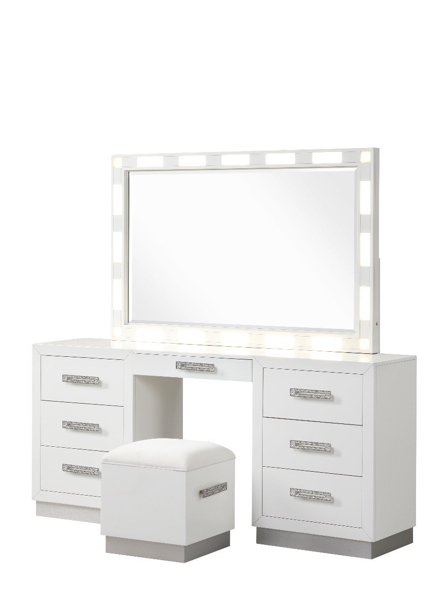 Galaxy Home Coco Vanity Set in Milky White