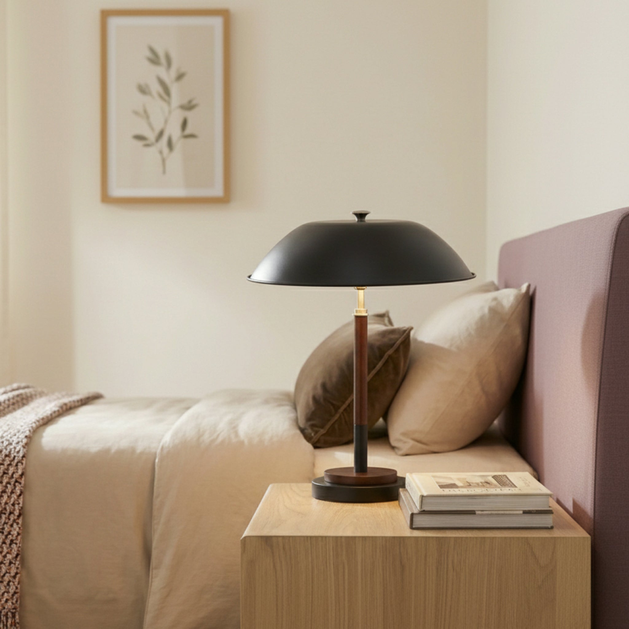 Cosmiclume Black Umbrella Shaped Table Lamp - Walnut - Bronze