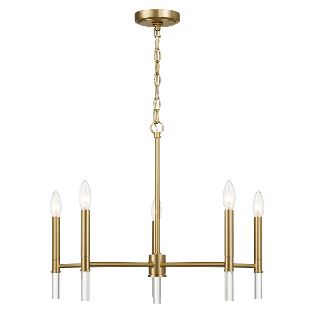 Courtyard Five Light Golden Brass Candle Light Chandelier