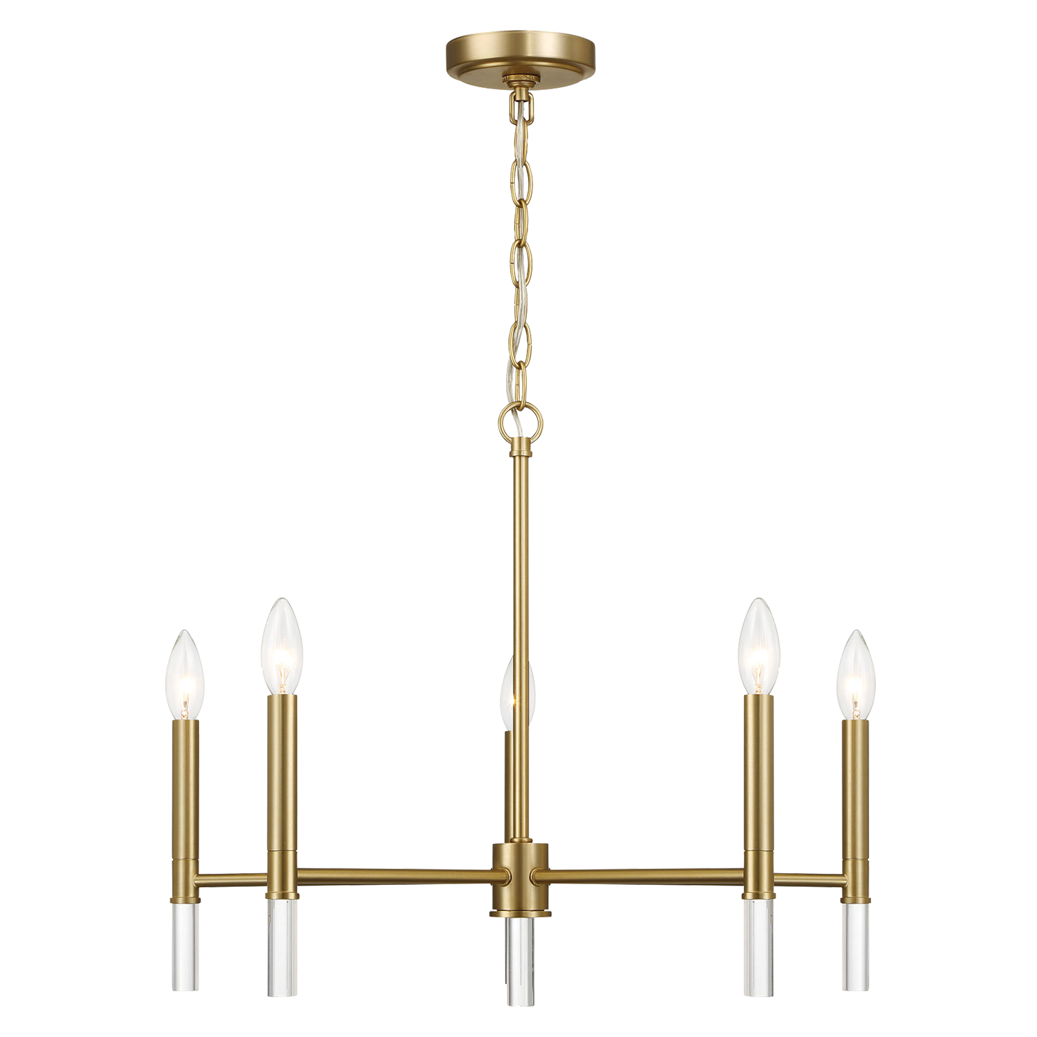 Courtyard Five Light Golden Brass Candle Light Chandelier