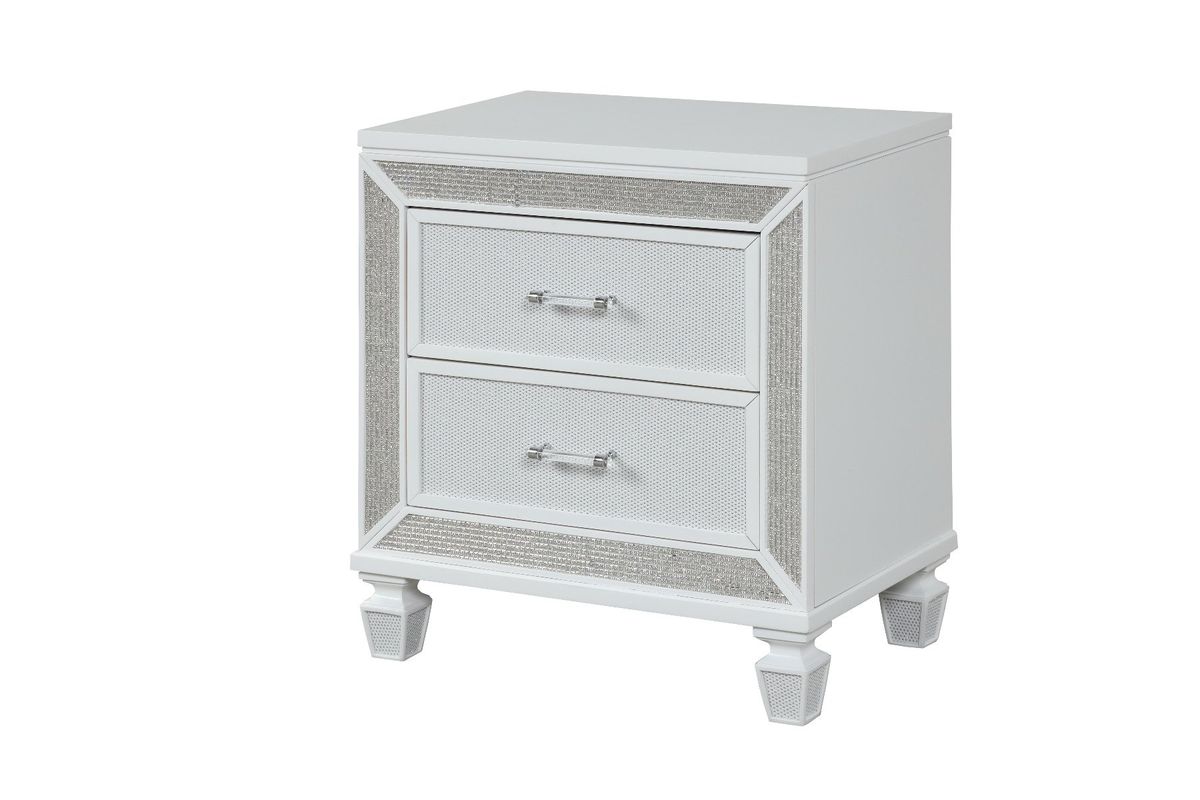 Galaxy Home Crystal Nightstand in White