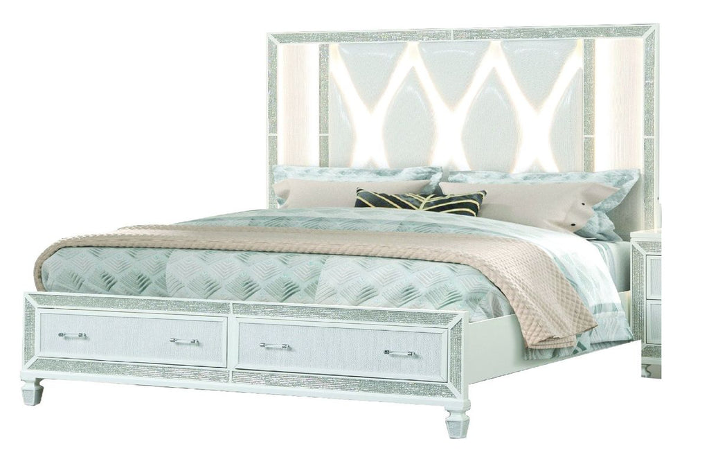 Galaxy Home Crystal King Bed in White