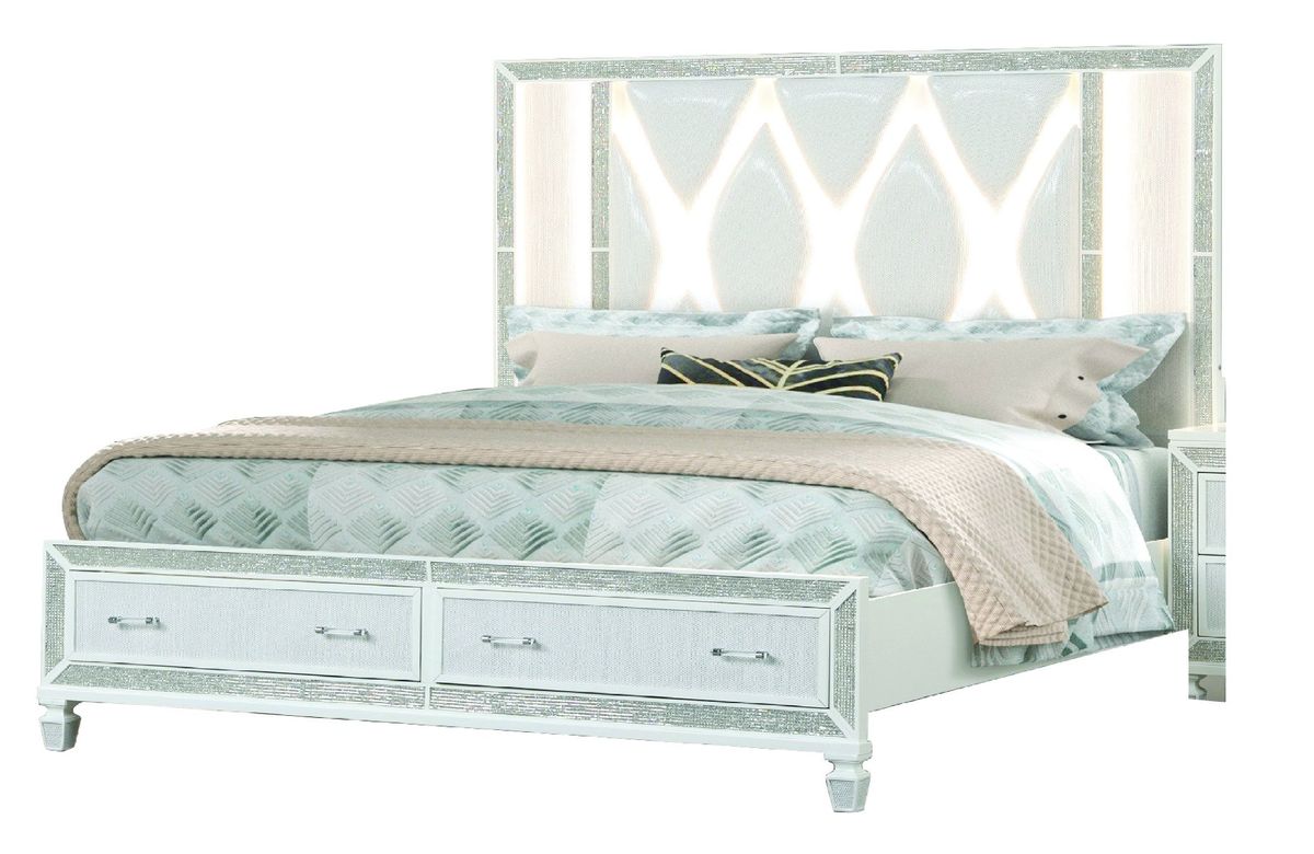 Galaxy Home Crystal King Bed in White