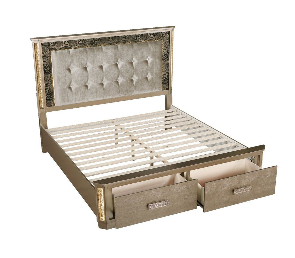 Galaxy Home Medusa King Bed in Gold