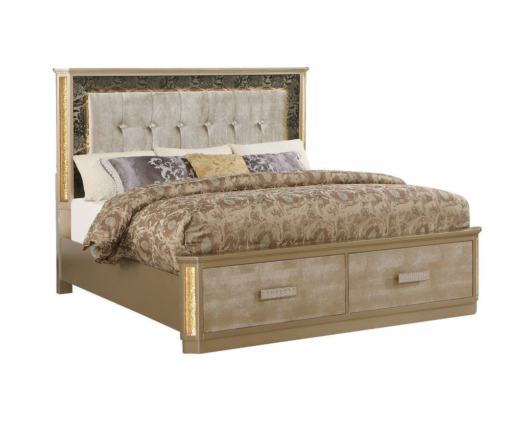 Galaxy Home Medusa King Bed in Gold