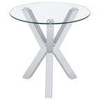 Kenzie Round Tempered Glass Top Cocktail Coffee Table Chrome