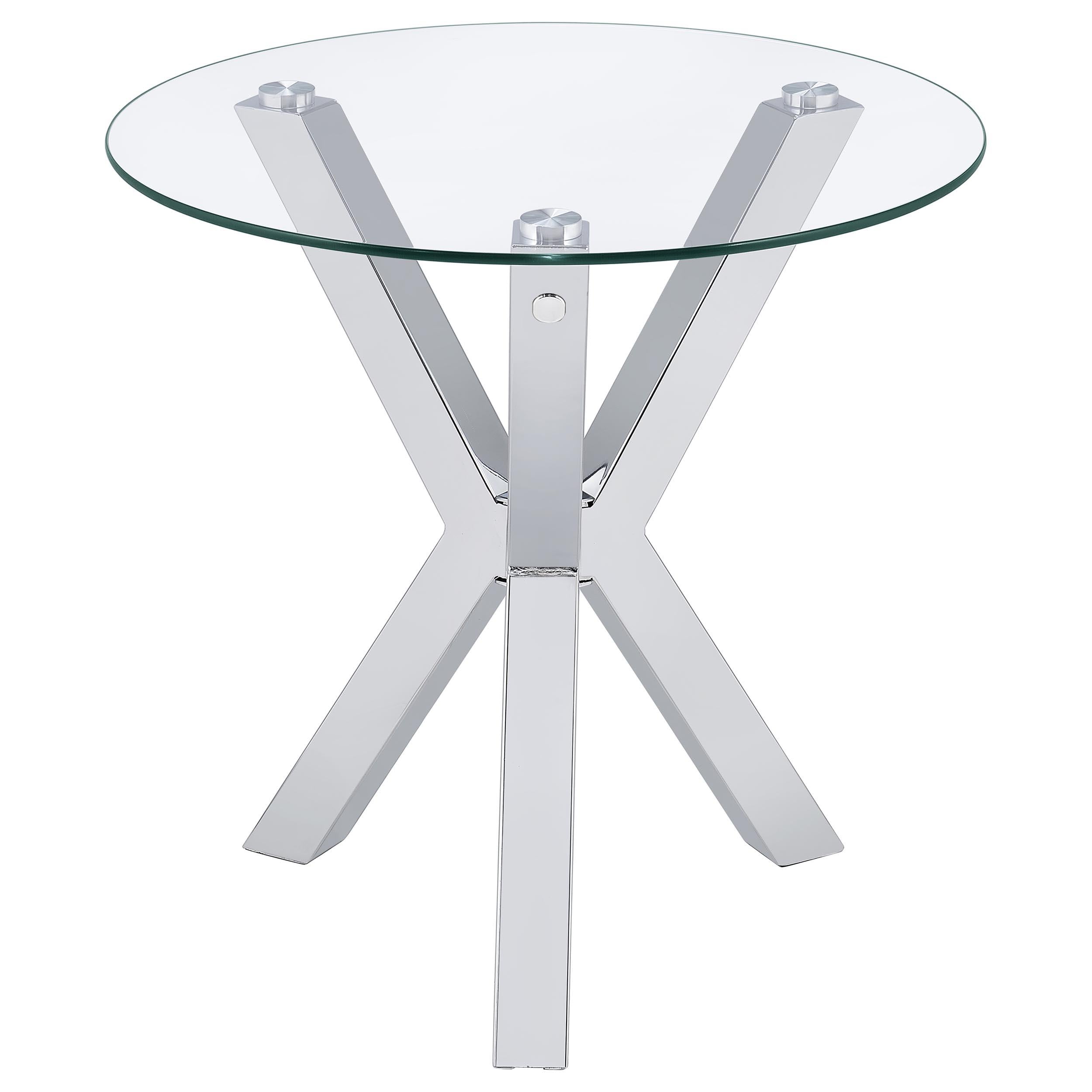 Kenzie Round Tempered Glass Top Cocktail Coffee Table Chrome
