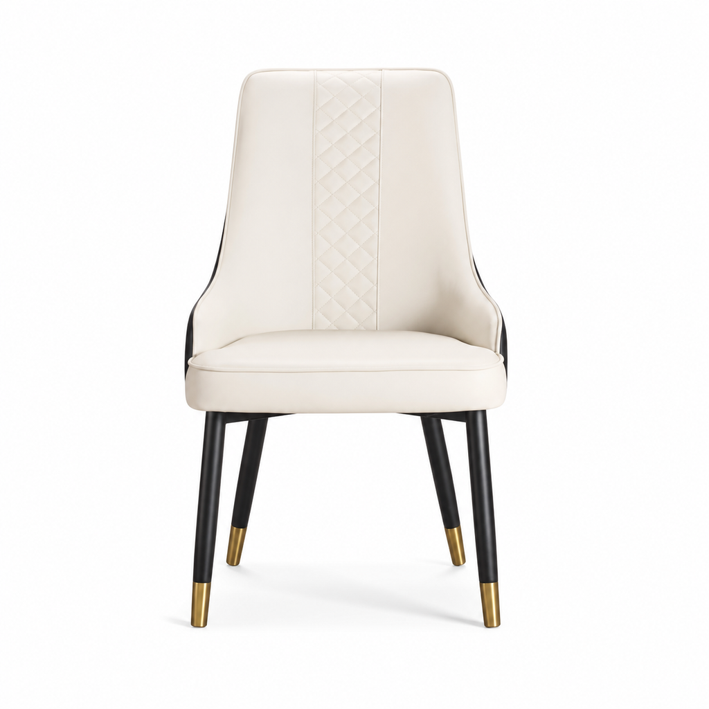 D101 Toni beige and black dining chair on white background