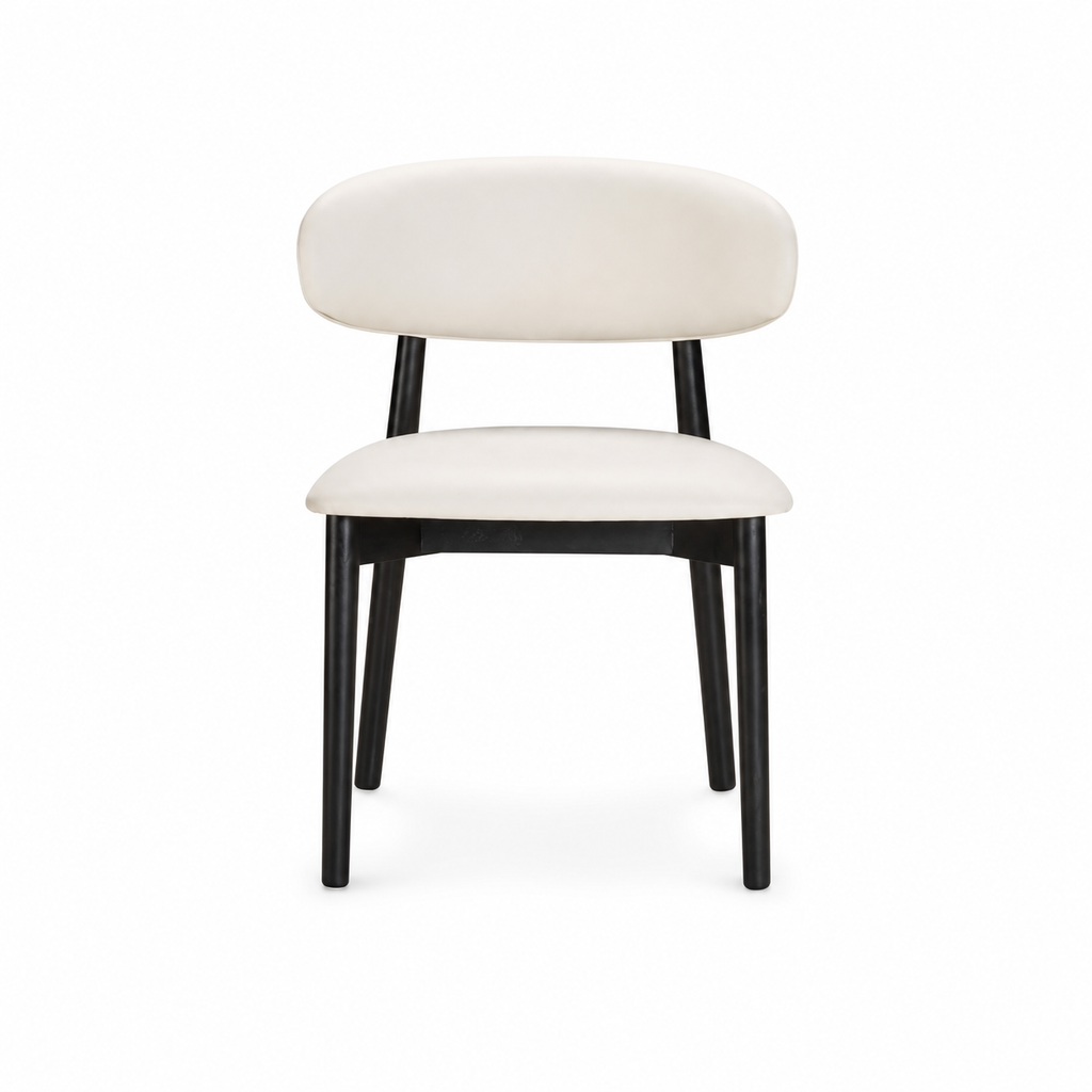 D102 Yomi beige and black dining chair on white background