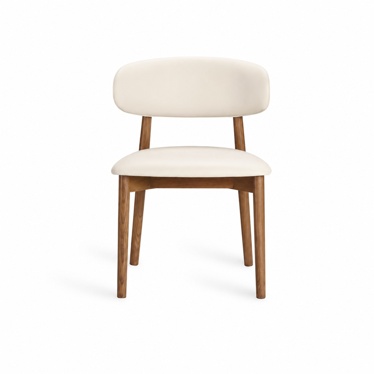 D102 Yomi beige and walnut dining chair on white background