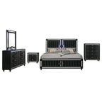 Ravenne 4-piece Velvet Upholstered Eastern King LED Bedroom Set Black