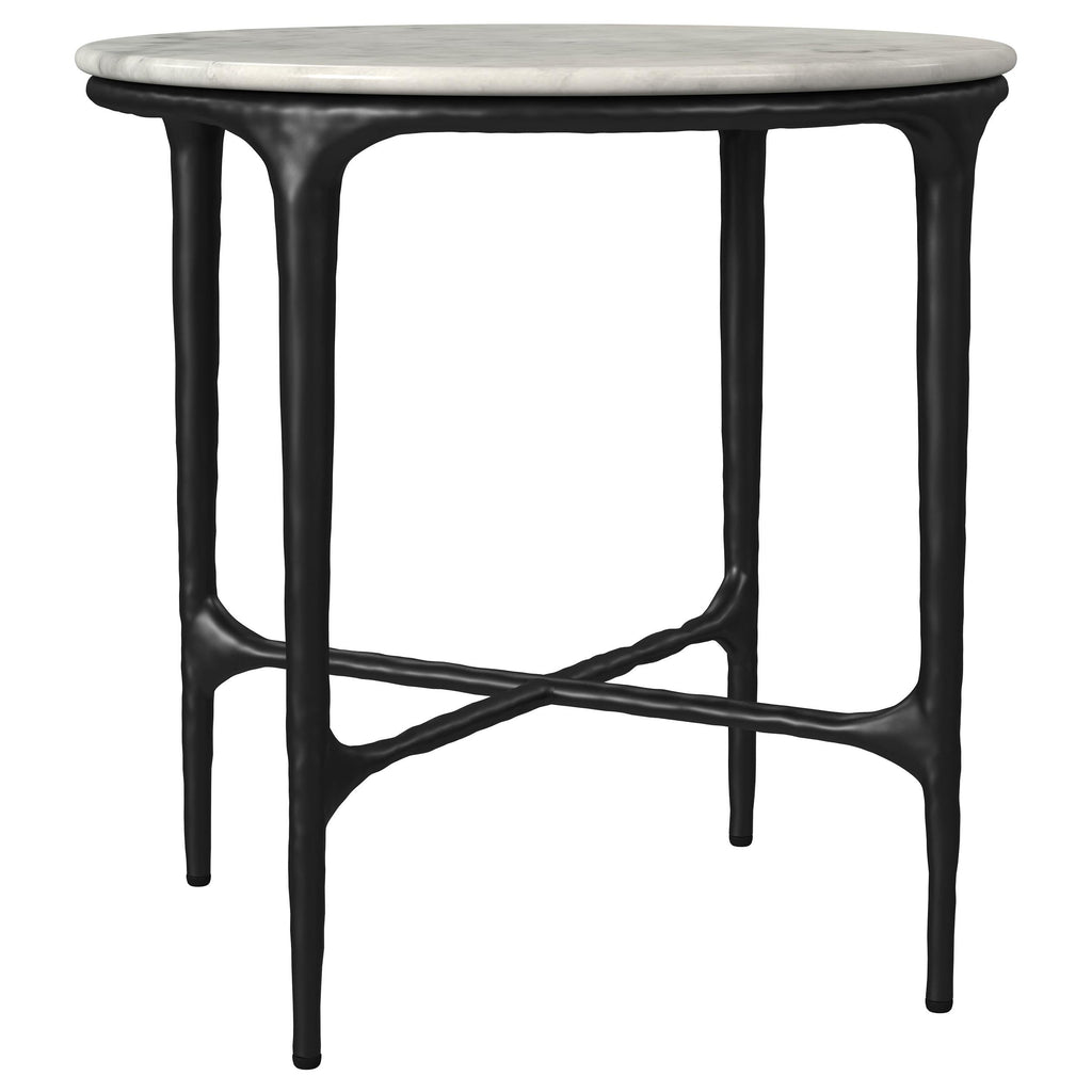 Hermas Round Genuine Marble Top Metal Coffee Table White