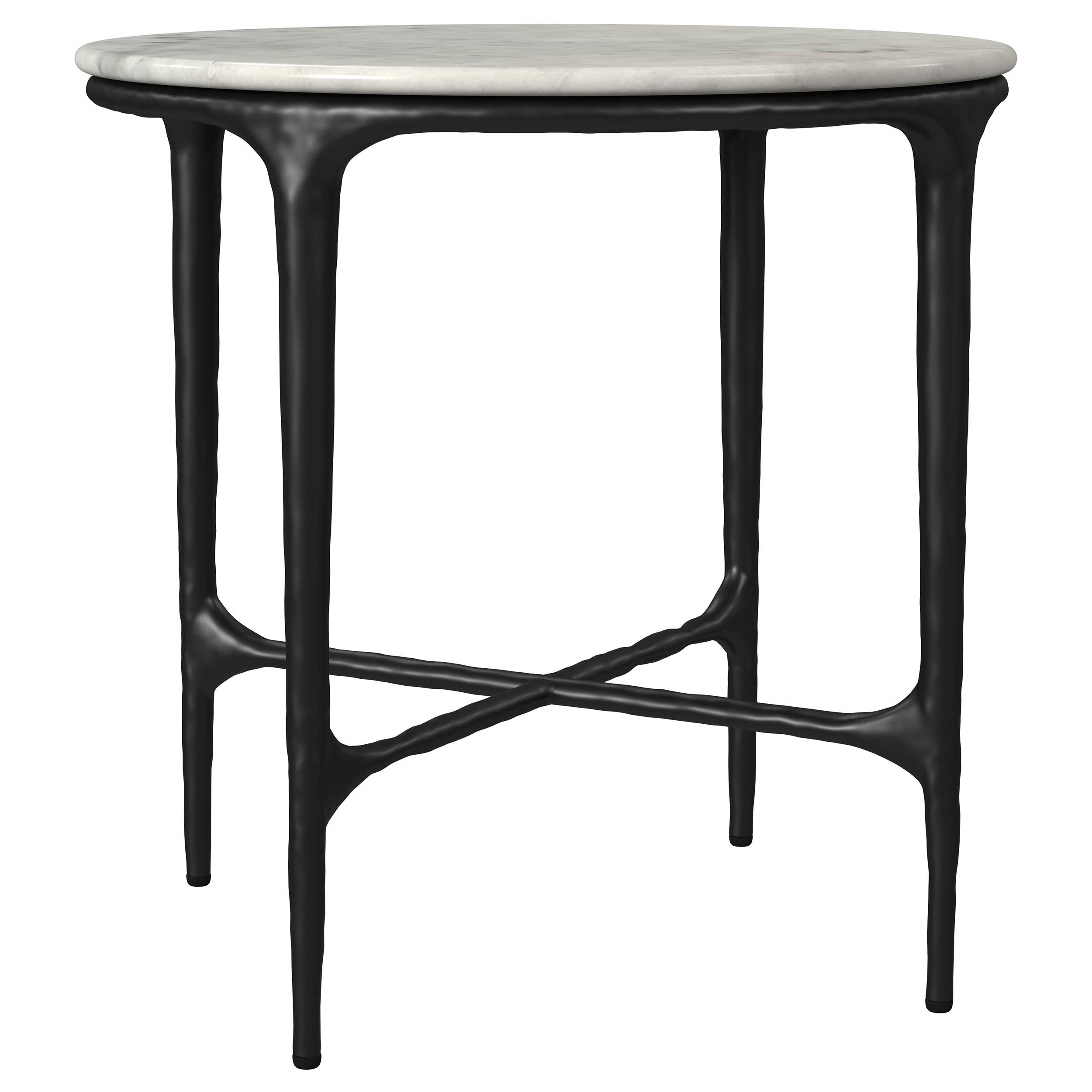 Hermas Round Genuine Marble Top Metal Coffee Table White