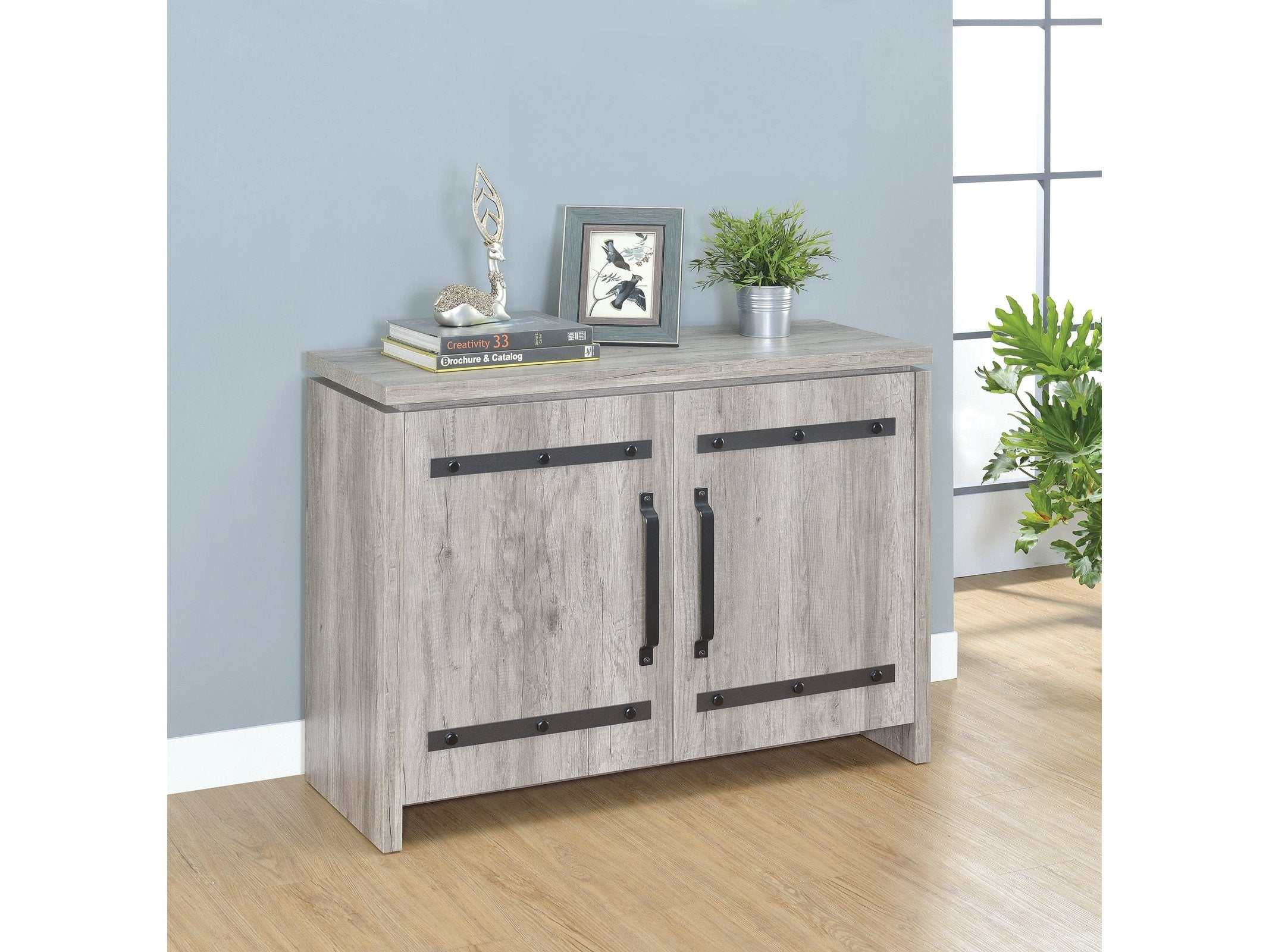 Enoch 2-door Engineered Wood Accent Cabinet Grey Driftwood