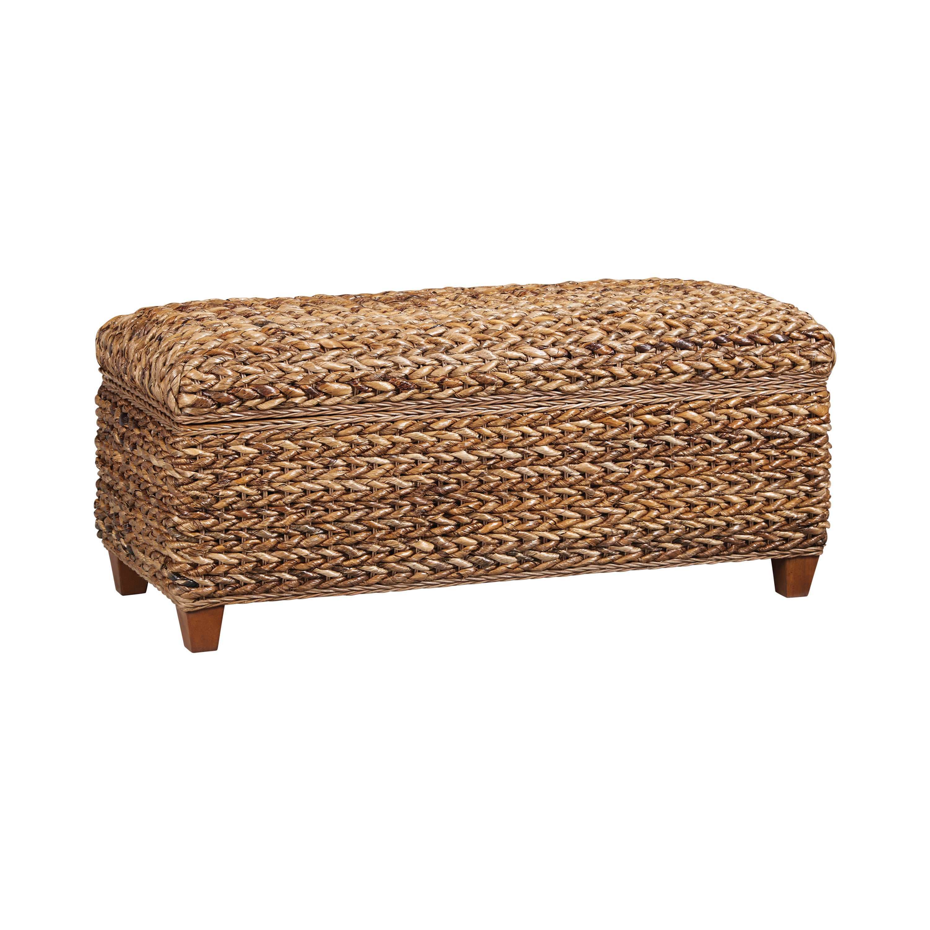 Laughton Hand-Woven Banana Leaf Storage Bench Amber