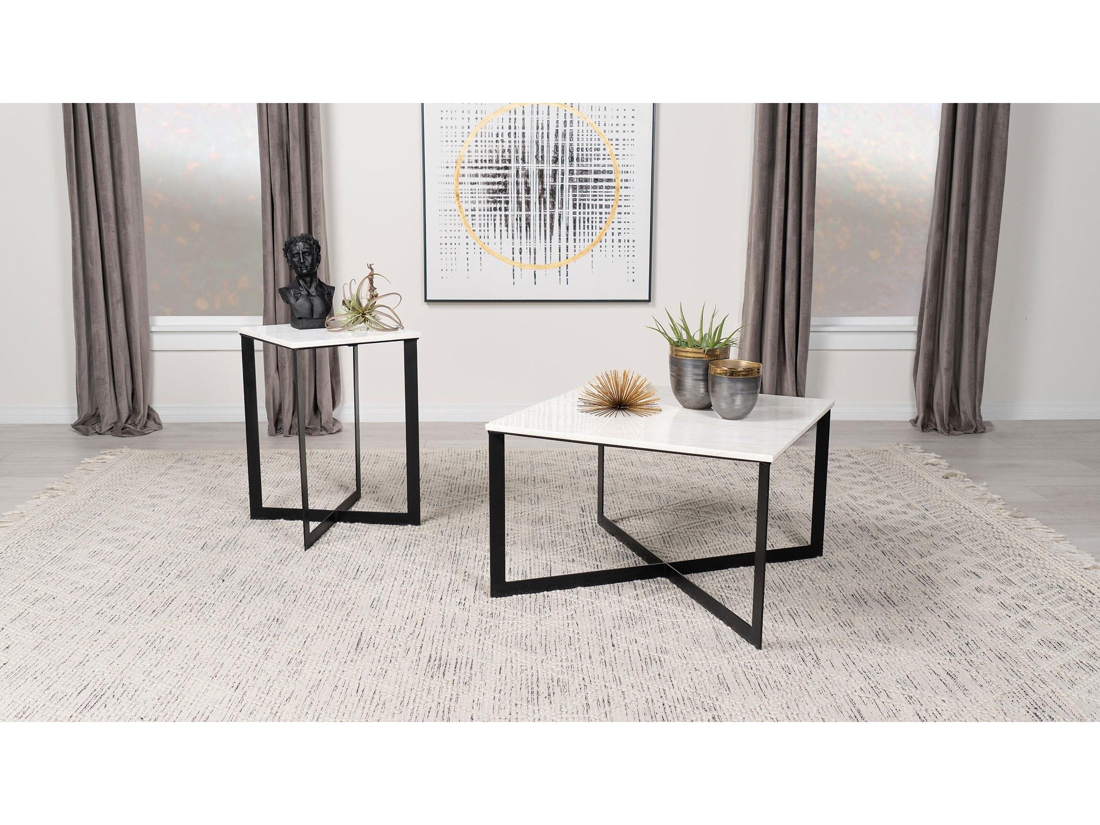 Tobin Square Marble Top Coffee Table White and Black