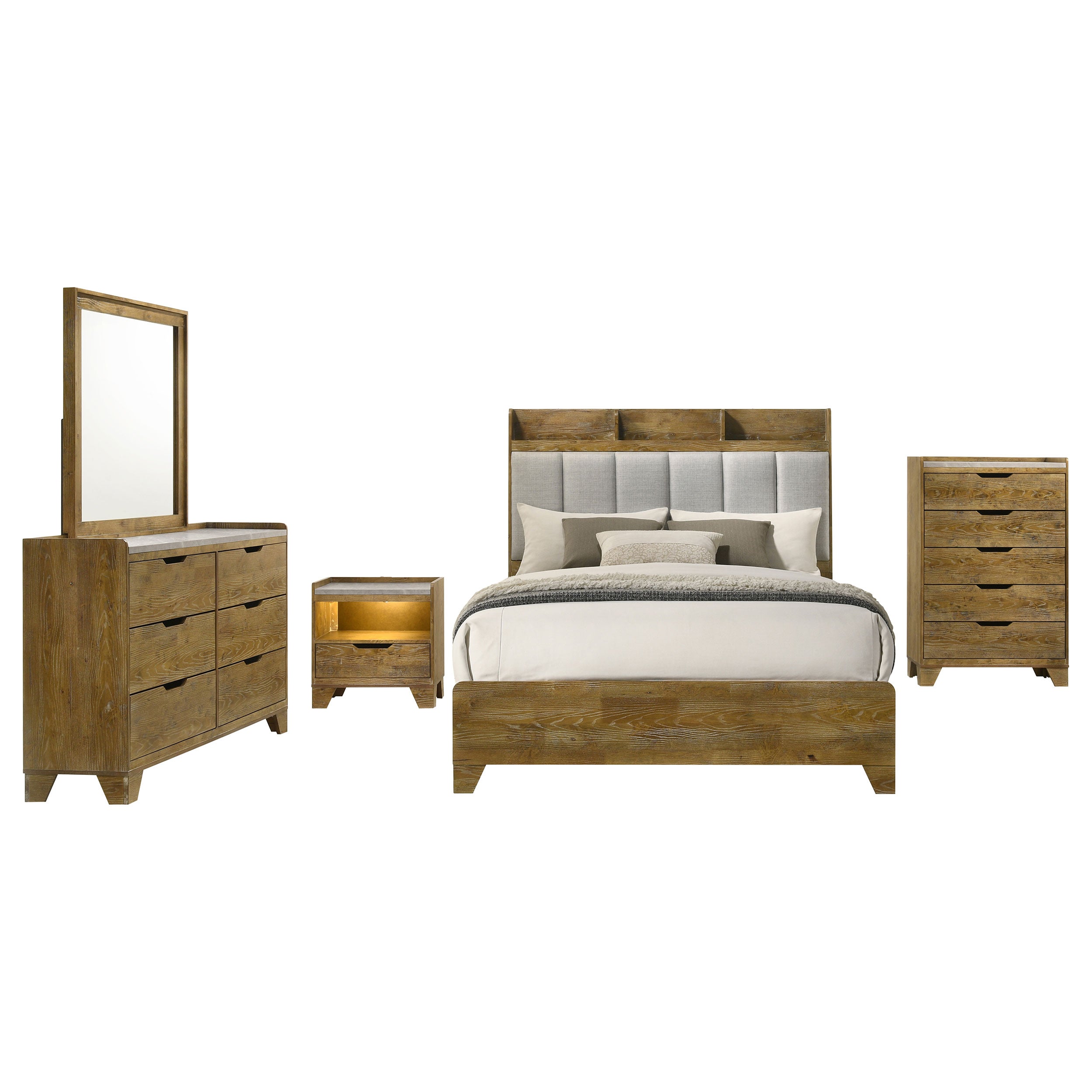 Henderson 4-piece Eastern King Bedroom Set Medium Oak