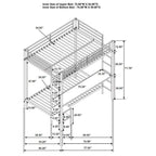 Bettoni Metal Full Over Twin Workstation Bunk Bed Matte Black