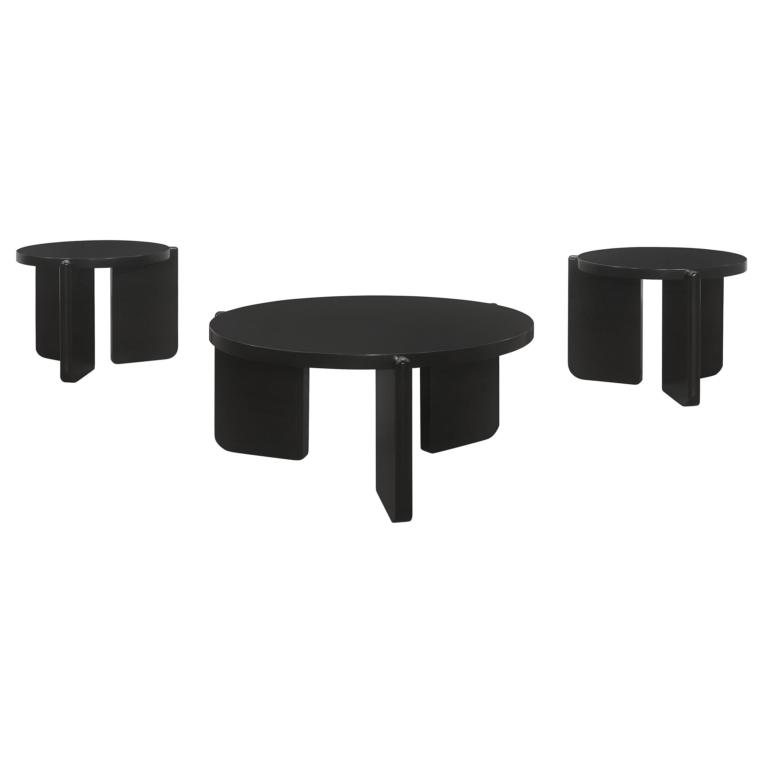 Cordova Round Solid Wood Coffee Table Black