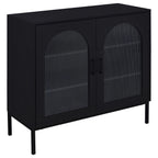 Jess 2-door Arched Fluted Glass Accent Cabinet Black