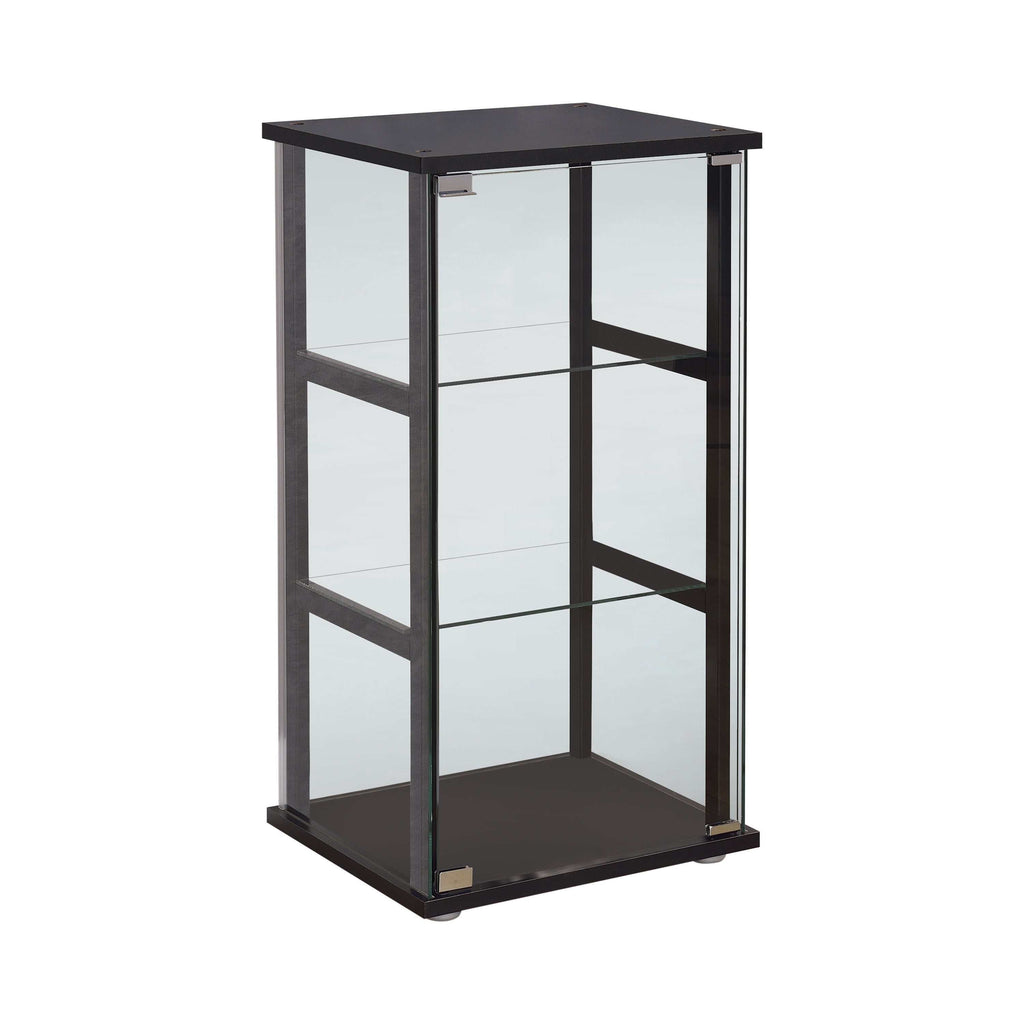 Cyclamen 3-shelf Clear Glass Curio Display Cabinet Black