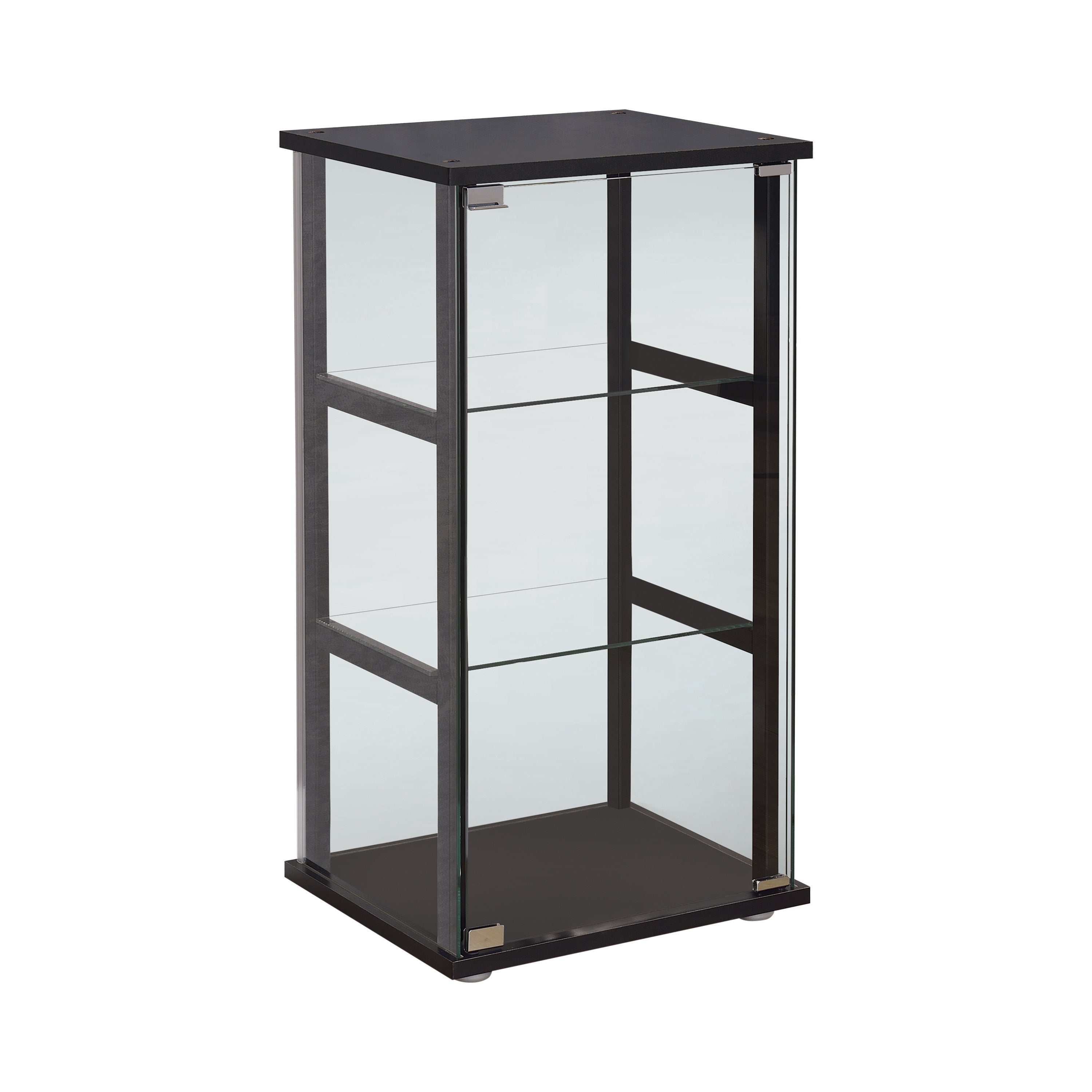 Cyclamen 3-shelf Clear Glass Curio Display Cabinet Black
