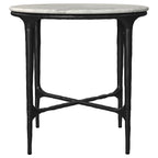 Hermas Round Genuine Marble Top Metal Coffee Table White