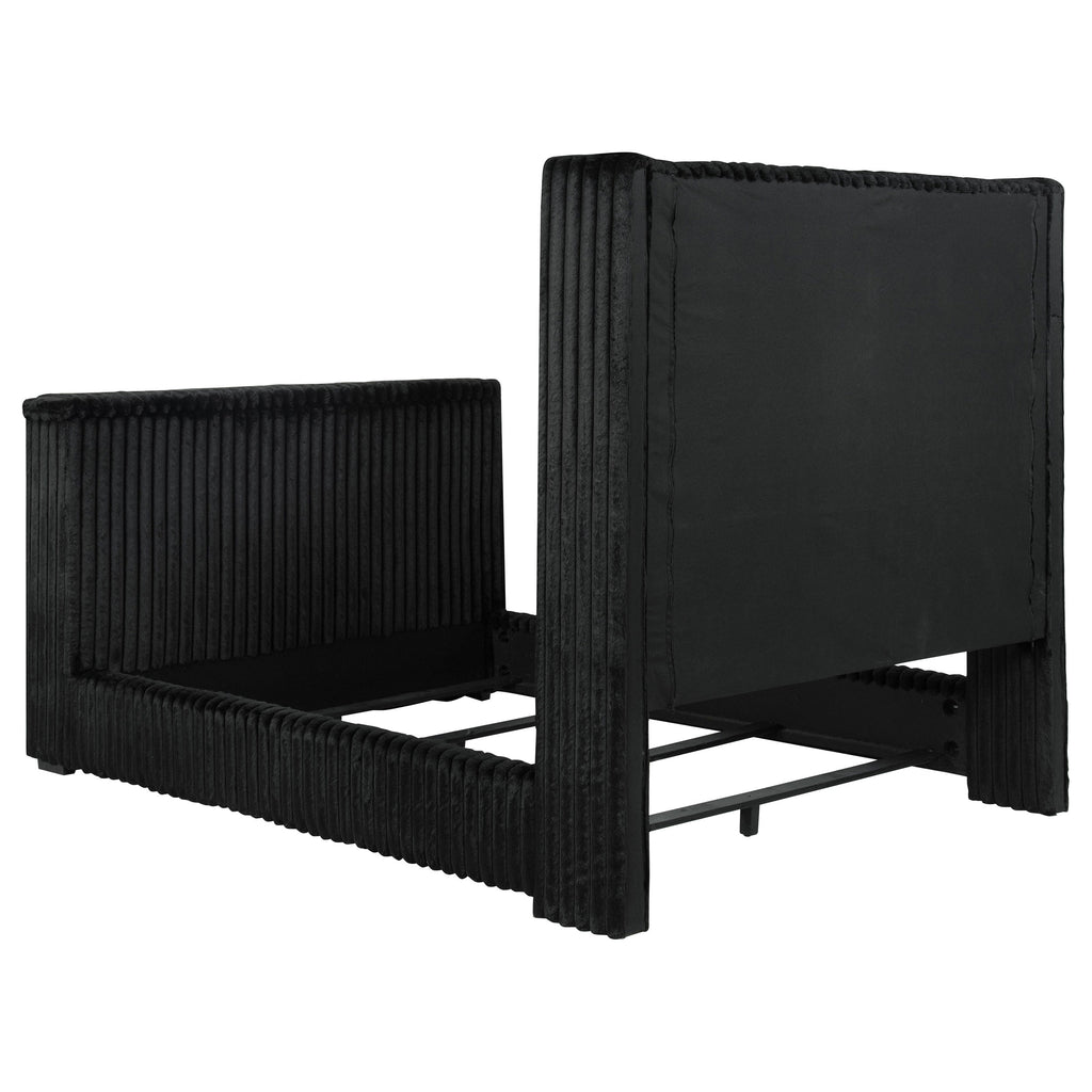 Centergrove Upholstered Eastern King Wingback TV Bed Black