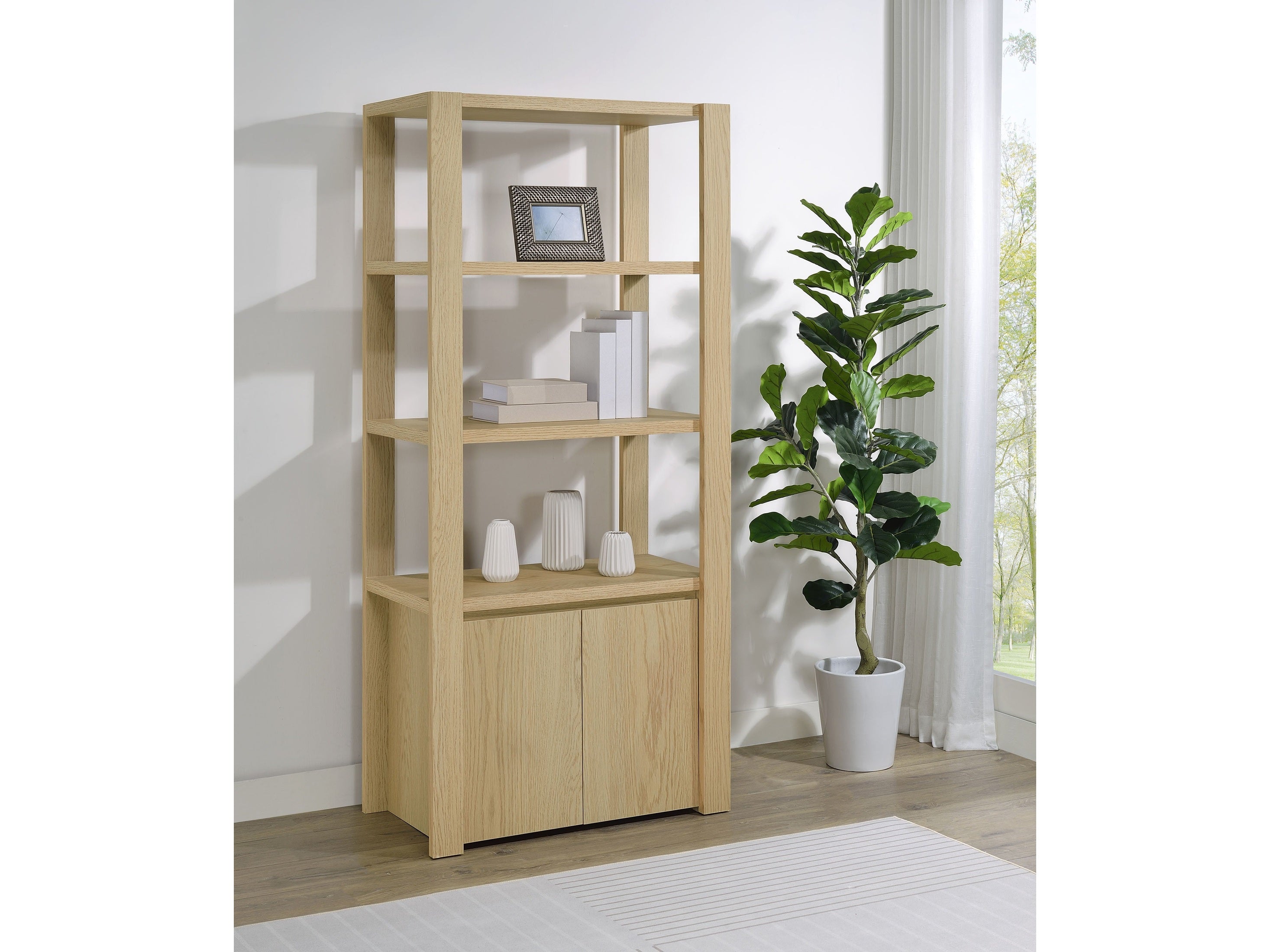 Laurelton 3-shelf Media Tower Tall Pier Cabinet Light Oak