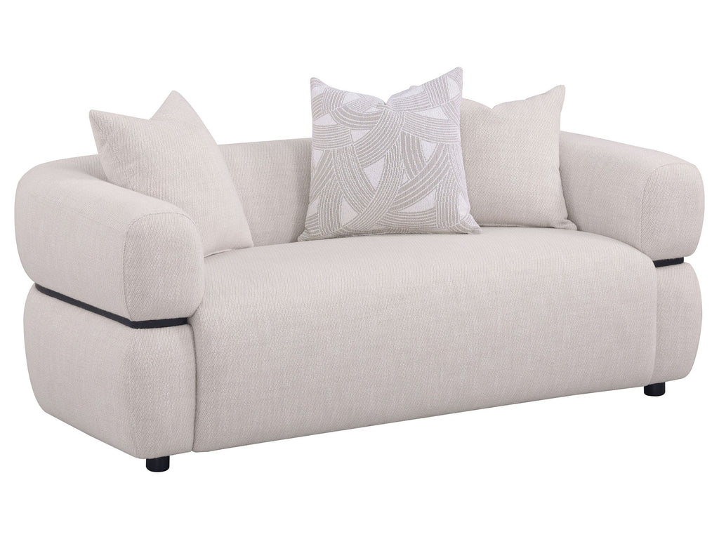 Jeanette 73-inch Fabric Upholstered Round Arm Loveseat Beige
