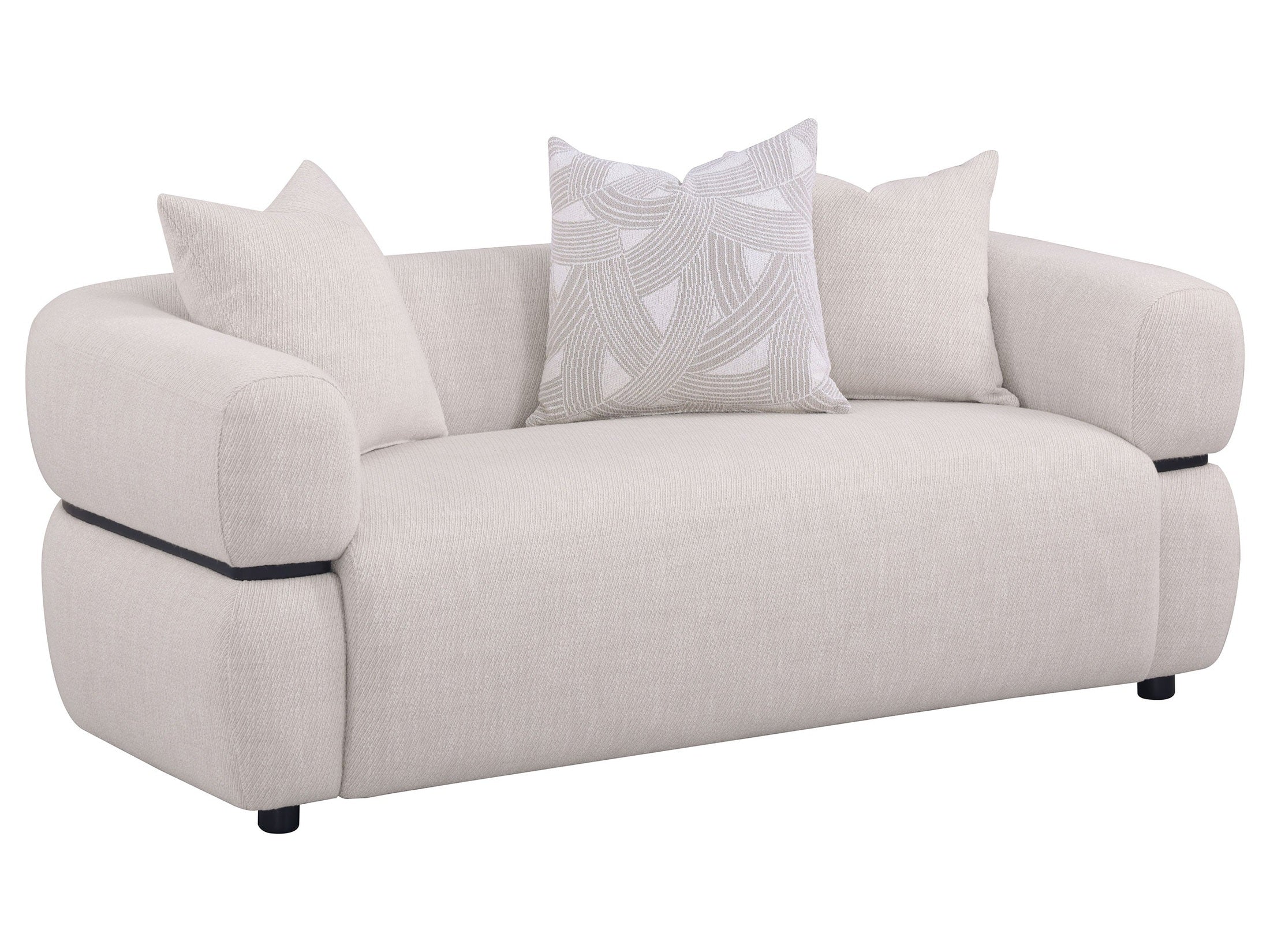 Jeanette 73-inch Fabric Upholstered Round Arm Loveseat Beige