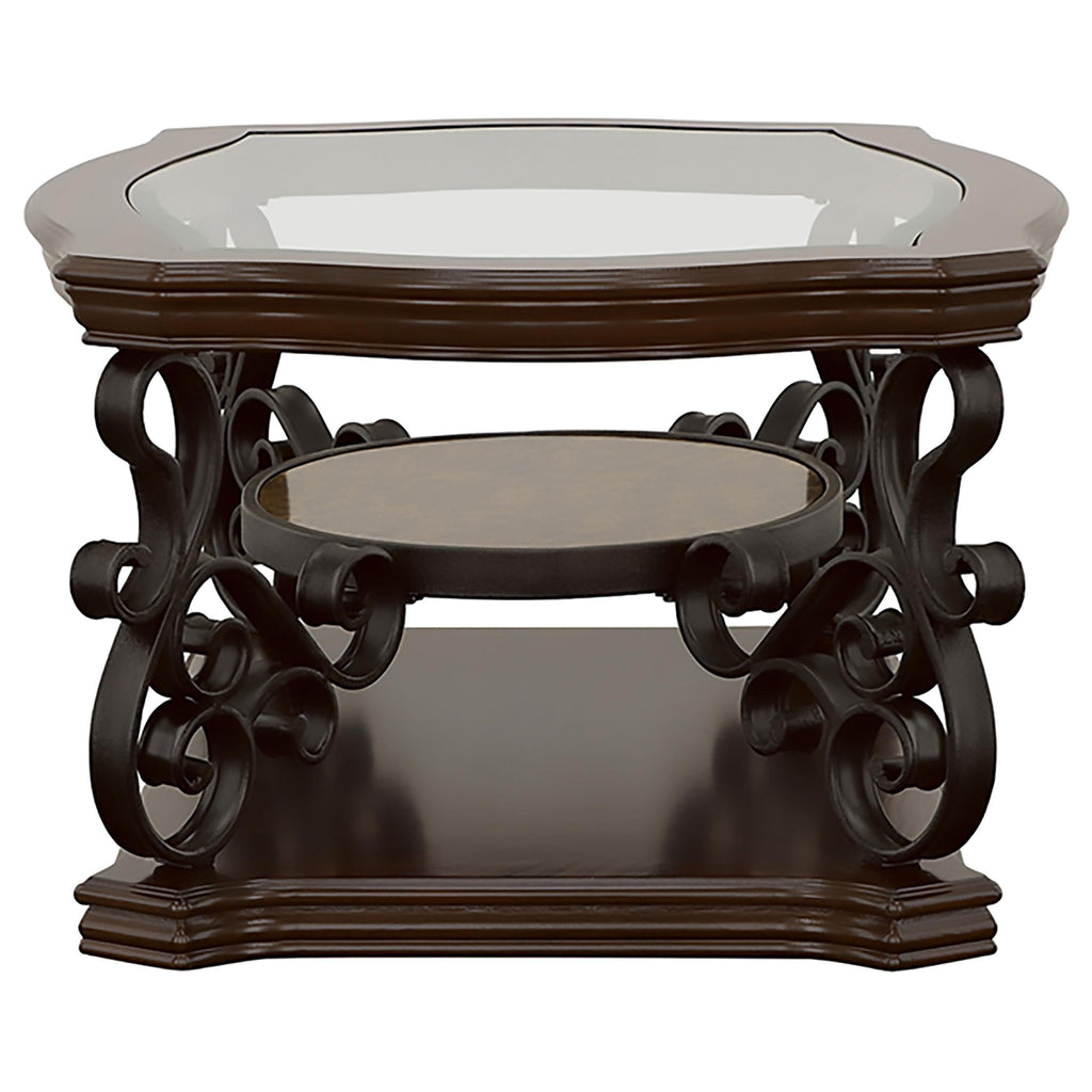 Laney 1-shelf Glass Top Rectangular Coffee Table Deep Merlot