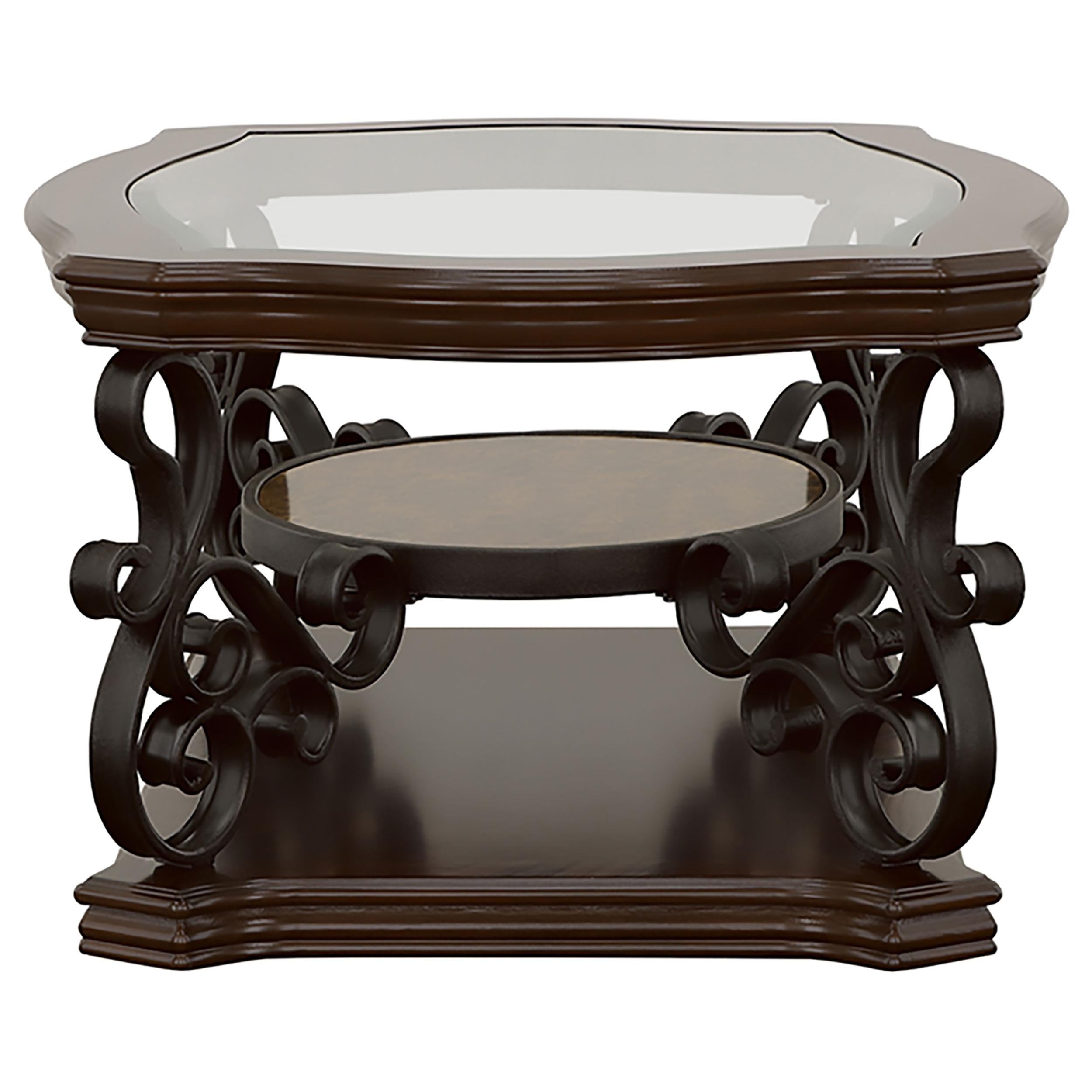 Laney 1-shelf Glass Top Rectangular Coffee Table Deep Merlot