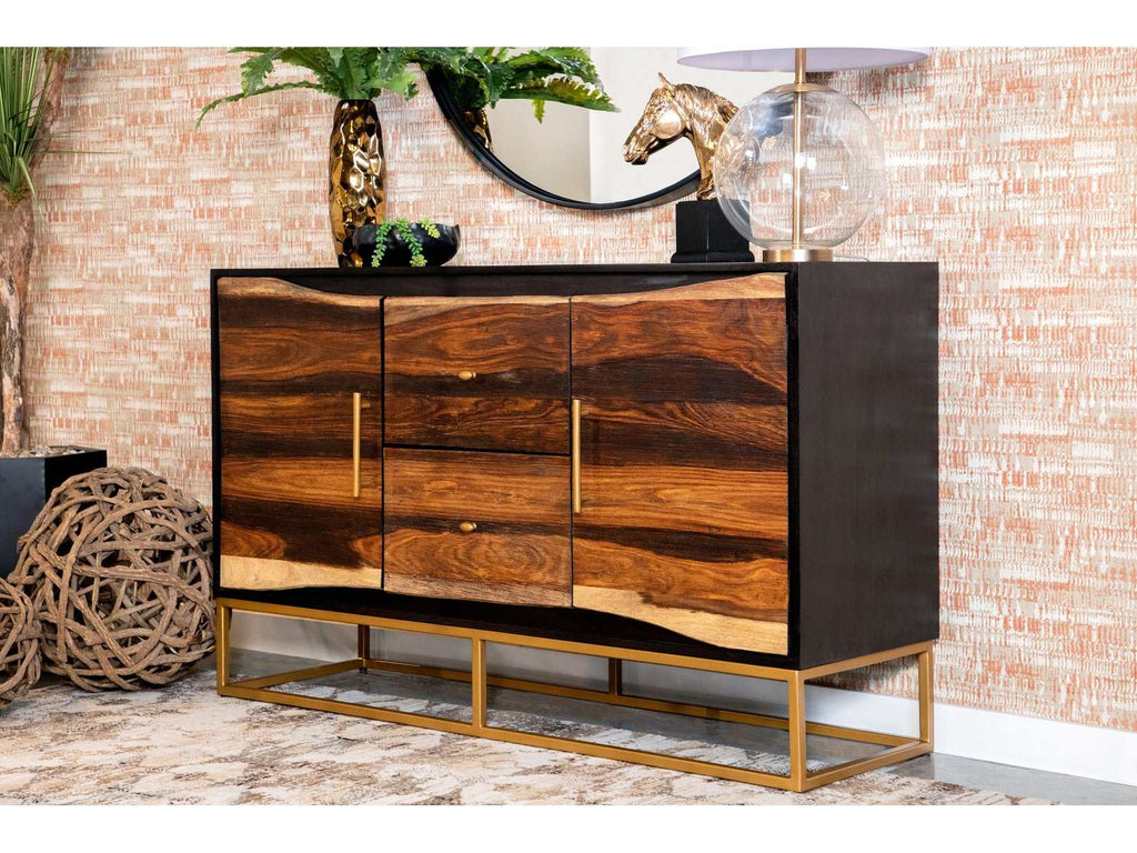 Zara 2-door 57-inch Wood Accent Storage Cabinet Black Walnut