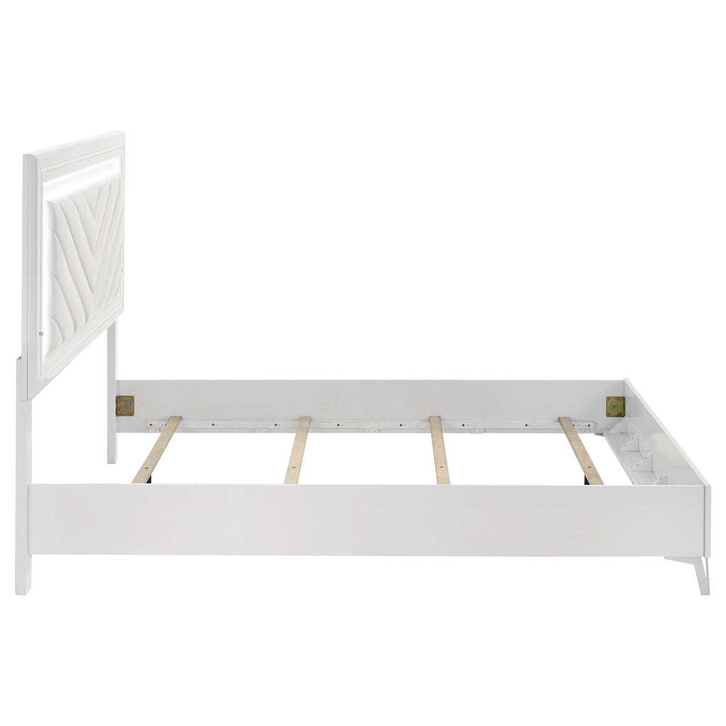 Cassia Eastern King LED Panel Bed White High Gloss