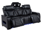 Zuma Faux Leather Dual Power Reclining LED Sofa Black