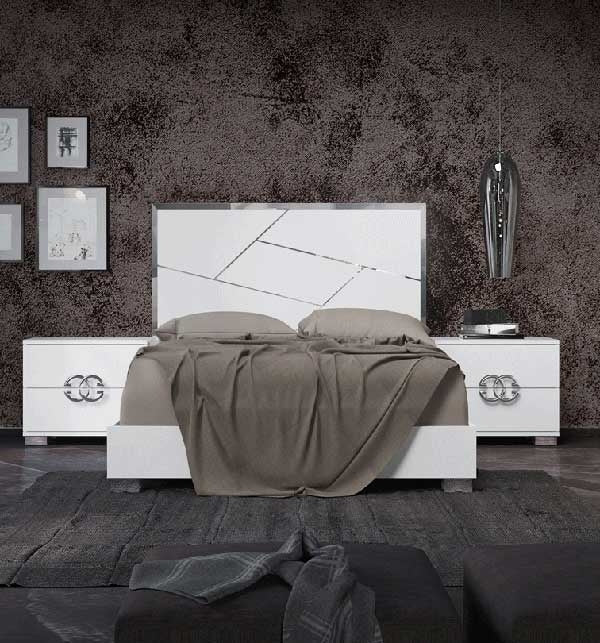 ESF Furniture - Status Italy Queen Bed in White - DAFNEBEDQS